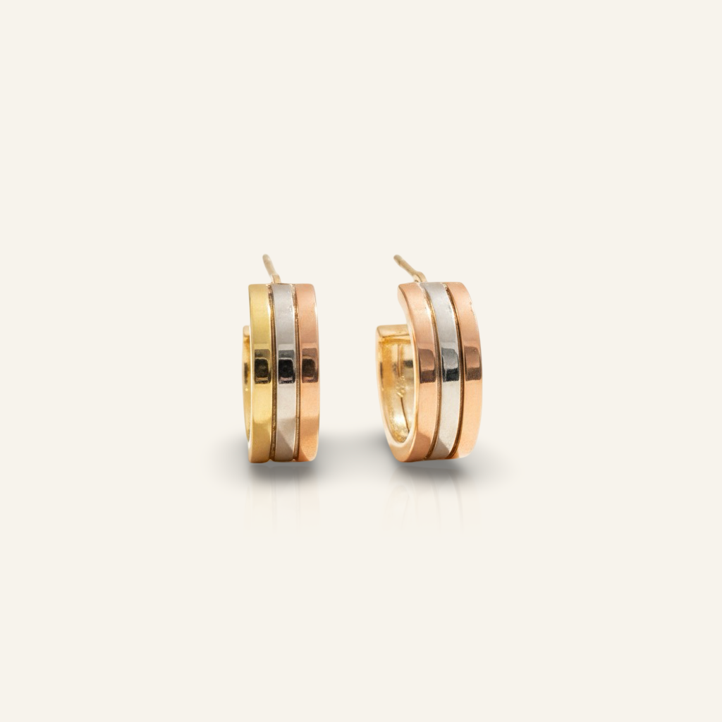 Tri-Gold Party Hoops – D’OR Jewelry